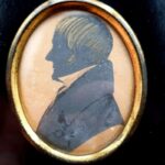 Antique 19th-century ink profile portrait of a gentleman in Regency-style dress