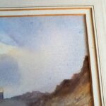 Andrew King signed watercolour Figures on the Beach in a landscape frame