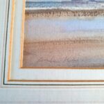 Andrew King signed watercolour Figures on the Beach in a landscape frame