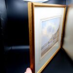Andrew King signed watercolour Figures on the Beach in a landscape frame