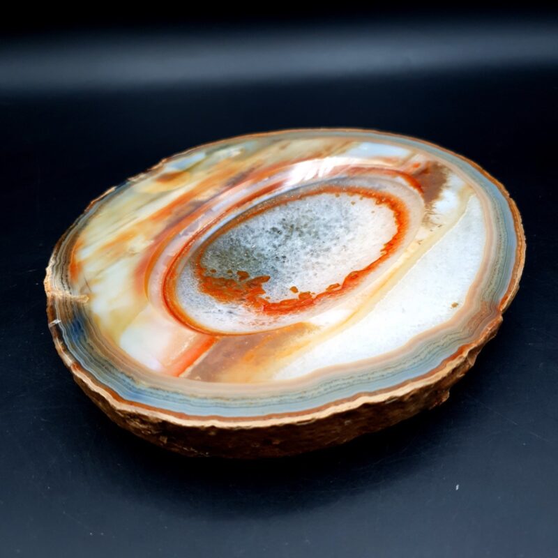 Vintage Agate Geode Trinket Dish Banded Bowl Polished Natural Stone 19cm 1150g