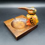 Vintage Wooden Toucan Bird Ashtray Hand Painted Folk Art Trinket Dish