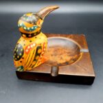 Vintage Wooden Toucan Bird Ashtray Hand Painted Folk Art Trinket Dish