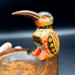 Vintage Wooden Toucan Bird Ashtray Hand Painted Folk Art Trinket Dish