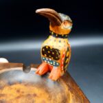 Vintage Wooden Toucan Bird Ashtray Hand Painted Folk Art Trinket Dish