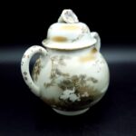 Kaga Kutani-yaki Teapot & sugar bowl with crane motifs moriage gilt C1920-30s