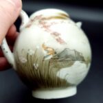 Kaga Kutani-yaki Teapot & sugar bowl with crane motifs moriage gilt C1920-30s