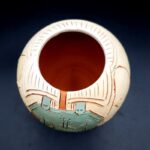 M Barradas Pottery squat pots 3 terracotta Portuguese Men in dungarees H10.5cm