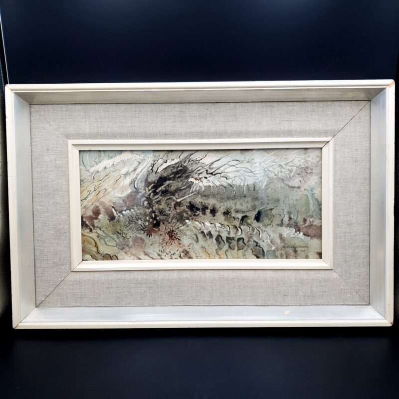 Signed Hervey Adams abstract watercolour painting dated 1969 in vintage frame